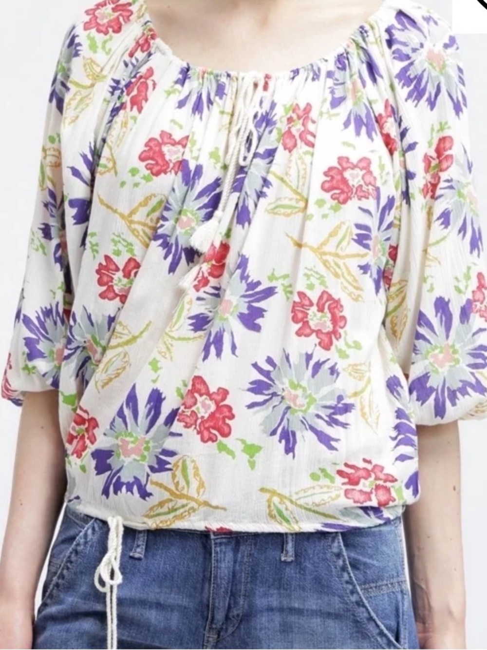 Denim & Supply Ralph Lauren Small Purple/Red/yellow Floral Boho Peasant Blouse